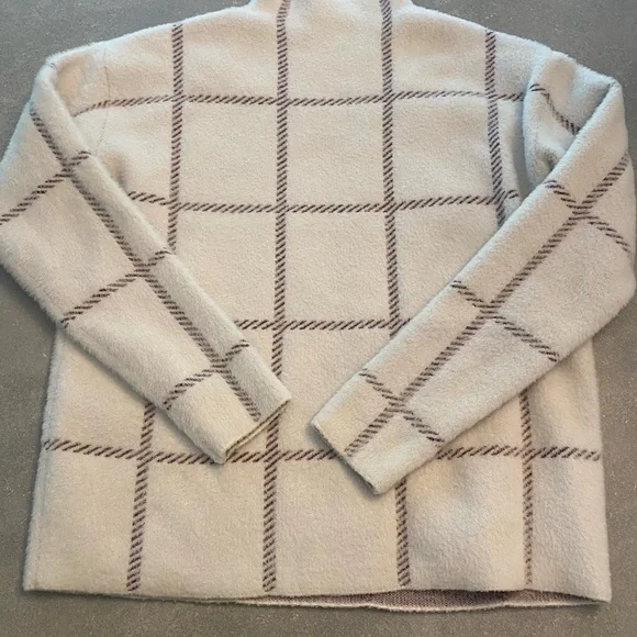 Cream and Brown Checkered Sweater - Picture 5 of 6